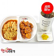 매콤달콤라볶이+양념치킨-단무지