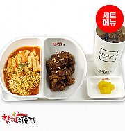 매콤달콤라볶이+왕갈비치킨-단무지