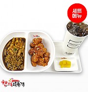 상하이짜장라볶이+양념치킨-단무지