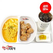 매콤크림라볶이+까르보치킨-단무지