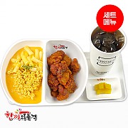 매콤크림라볶이+불닭치킨-단무지