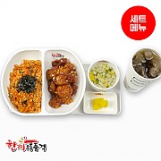 감자탕볶음밥+양념치킨+우동국물+음료-단무지