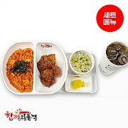 스팜김치볶음밥+불닭치킨+우동국물+음료-단무지