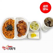 낙지볶음밥+양념치킨+우동국물+음료 -단무지