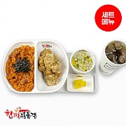 낙지볶음밥+까르보치킨+우동국물+음료-단무지