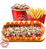 칠리치즈 핫도그 세트 ( 음료 + 감자튀김 )