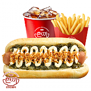 화이트어니언 핫도그 세트 ( 음료 + 감자튀김 )