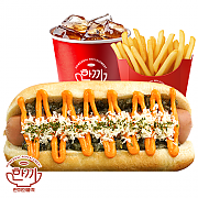딥치즈 핫도그 세트 ( 음료 + 감자튀김 )