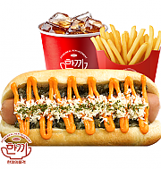 딥치즈 핫도그 세트 ( 음료 + 감자튀김 )