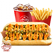 콘치즈 핫도그 세트 ( 음료 + 감자튀김 )