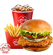 양념 치킨버거 세트 ( 음료 + 감자튀김 )